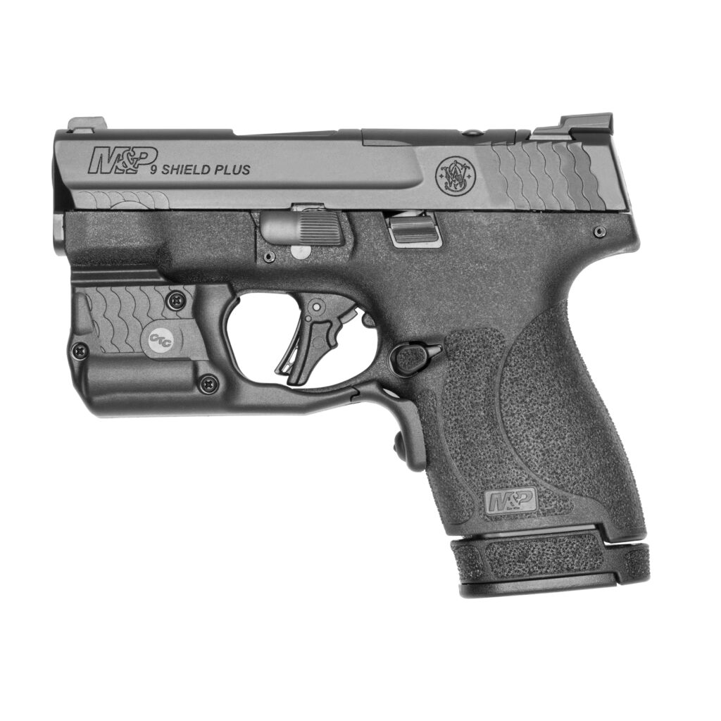S&W M&P Shield Plus w/Green CT Laserguard Pro Handgun 9mm Luger 10&13rd Magazines(2) 3.1" Barrel Optic Ready No Thumb Safety